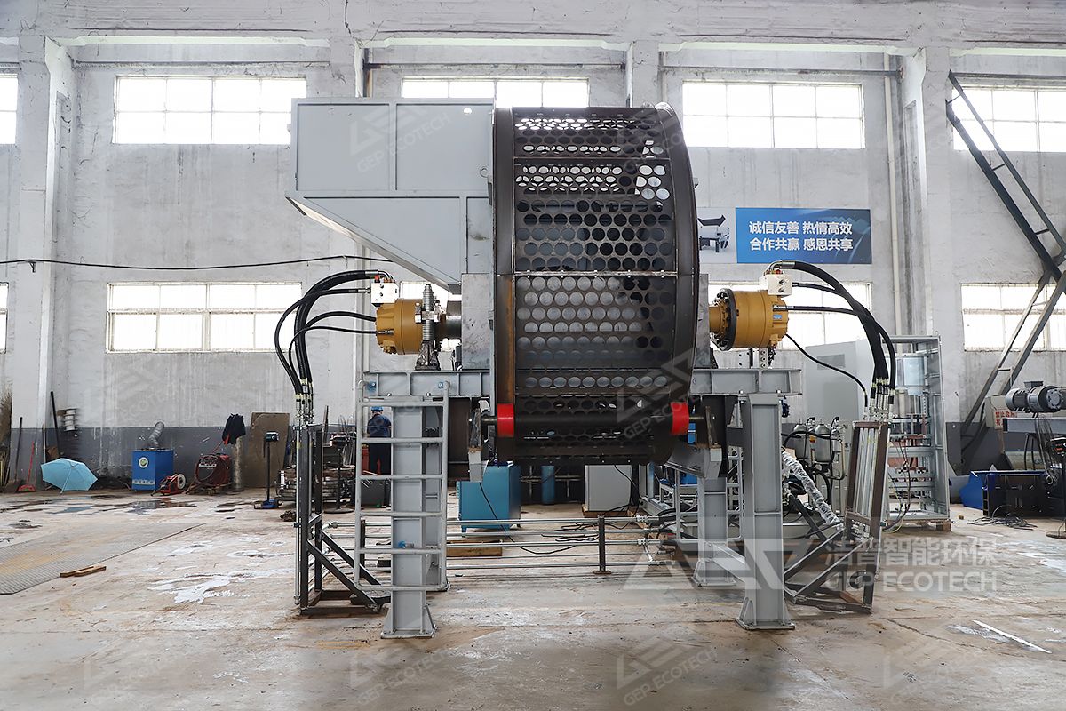 雙軸輪胎撕碎機